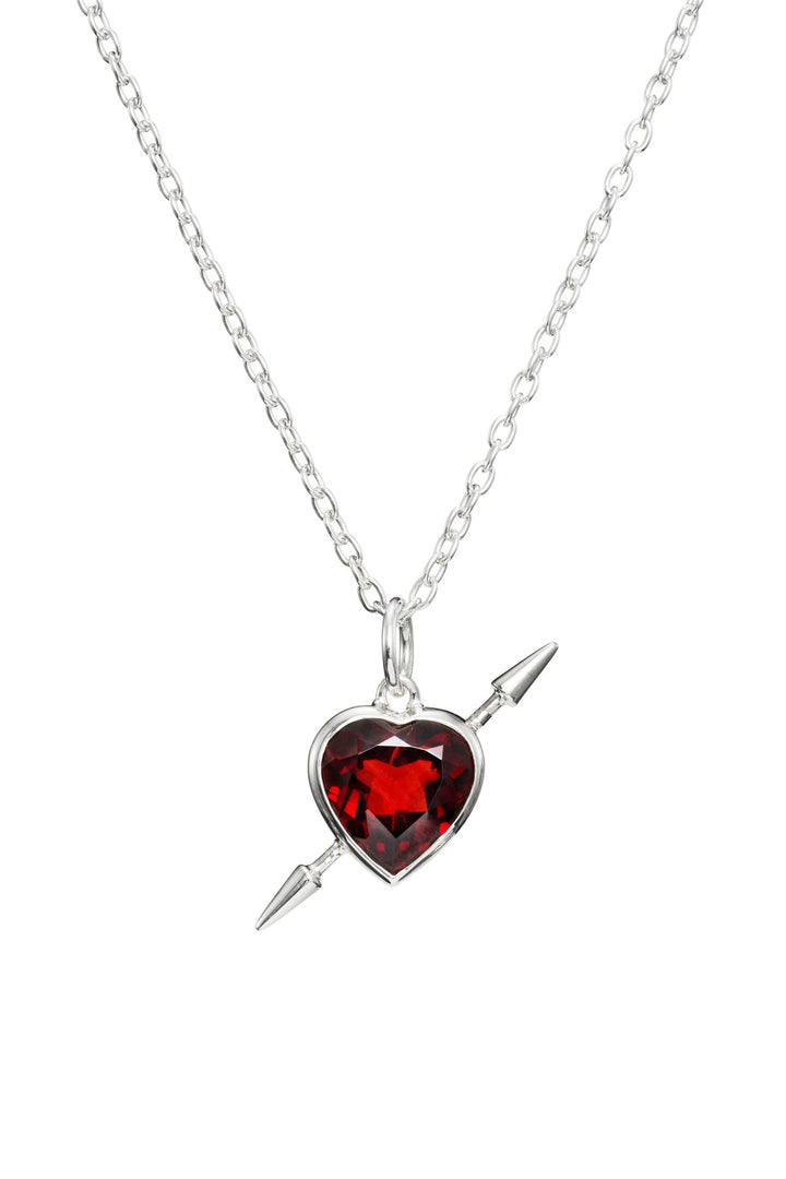 Rebel Love Necklace - Silver - Red Garnet