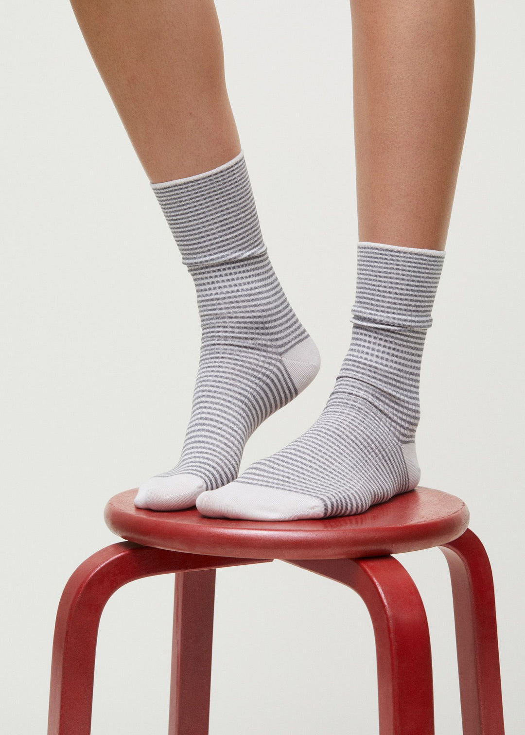Cotton Stripe Socks Mix Grey