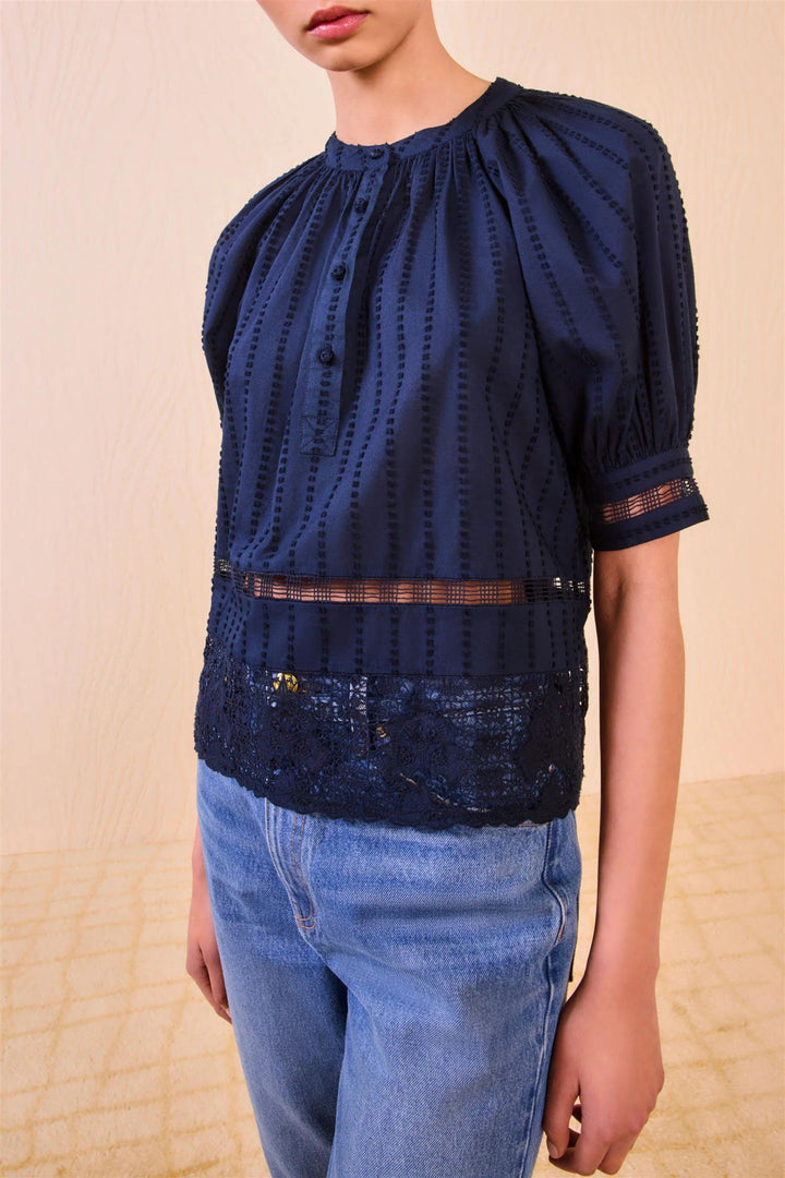 Faye Puff Sleeve Blouse Midnight