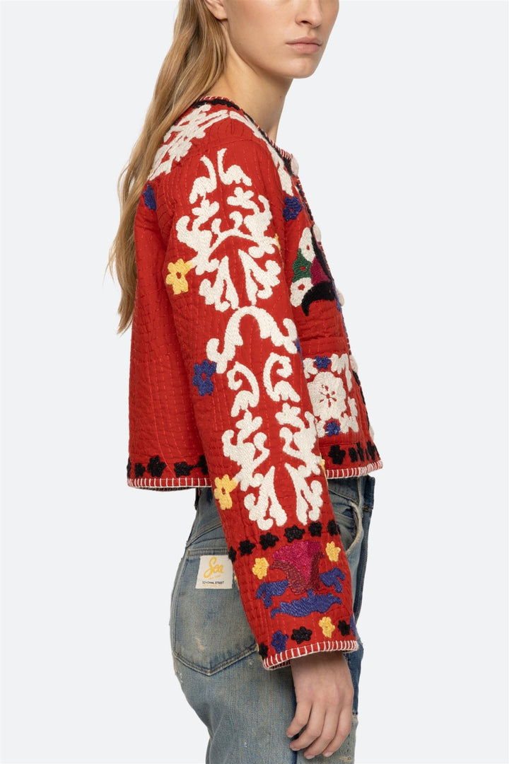 Catrine Applique Jacket Red