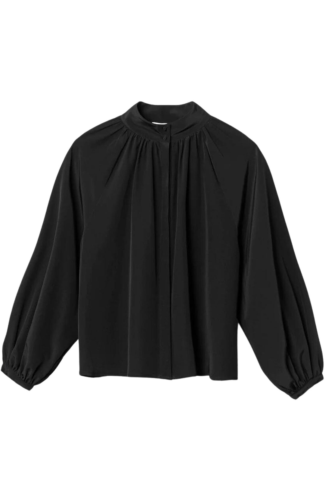 Silk Button Down Blouse Black