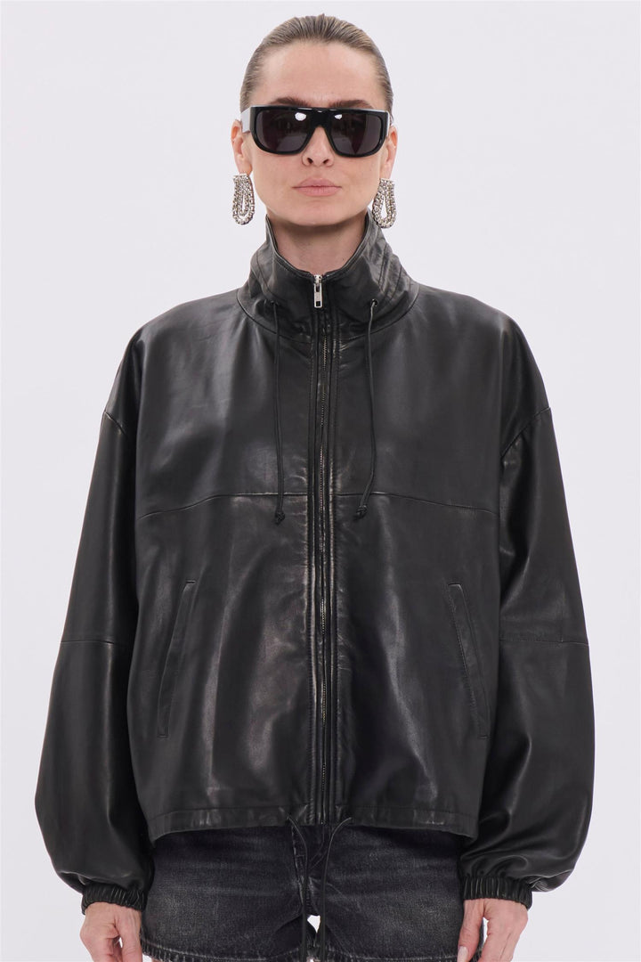 Jordan Nappa Leather Bomber Jacket Black