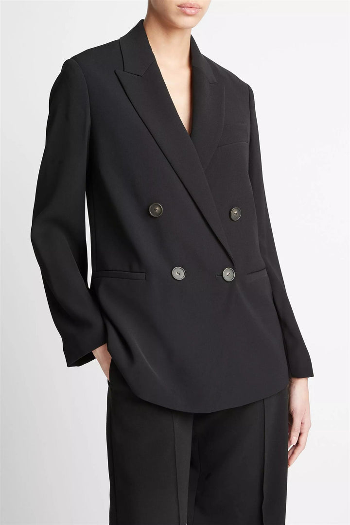 Crepe Double Breasted Blazer Black