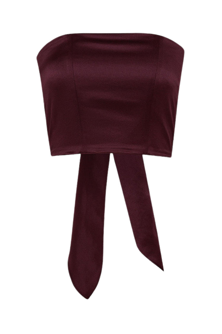 Duchesse Bustier Top With Sash Bordeaux
