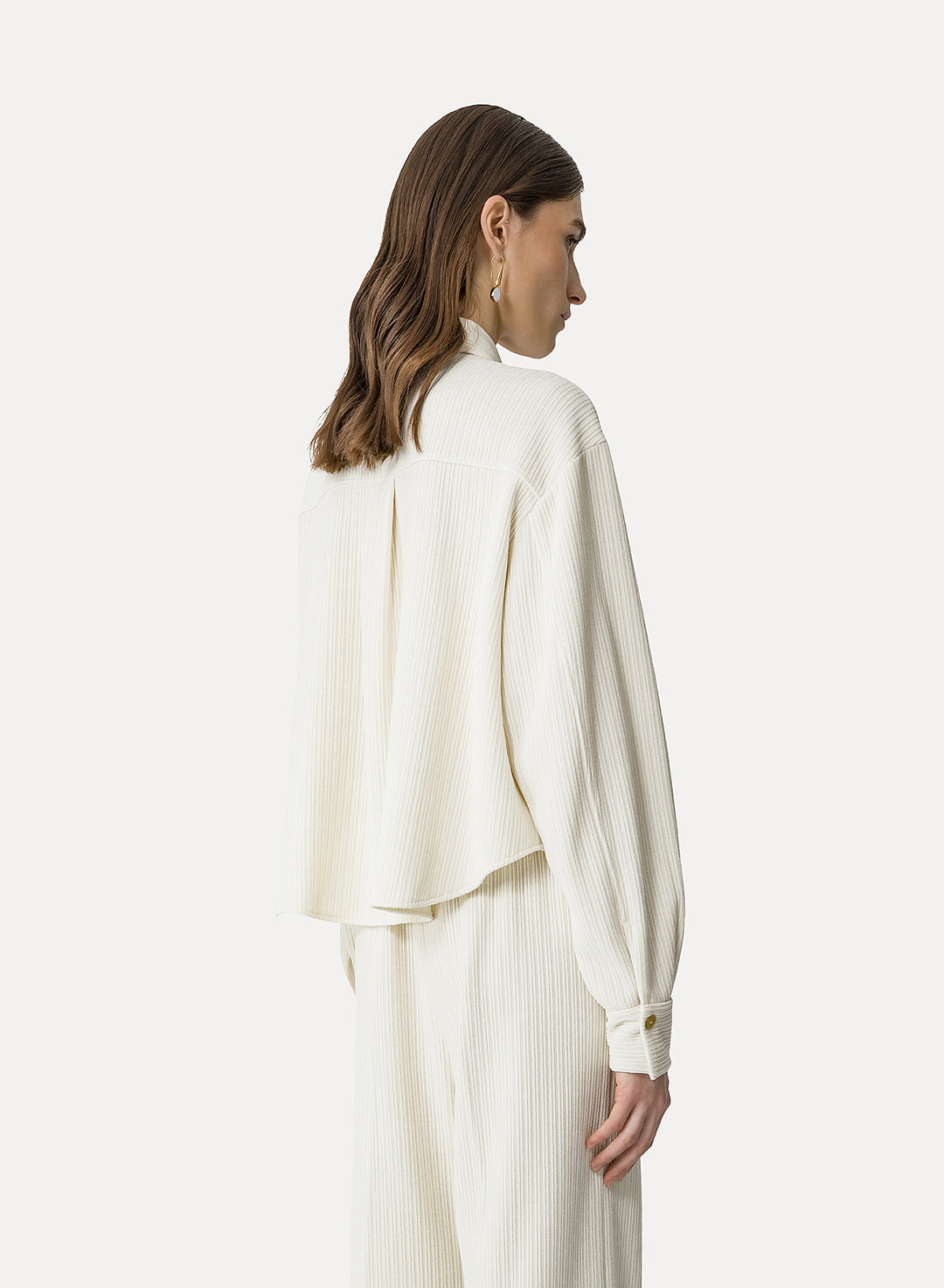 Knitted Corduroy Oversized Shirt Ivory