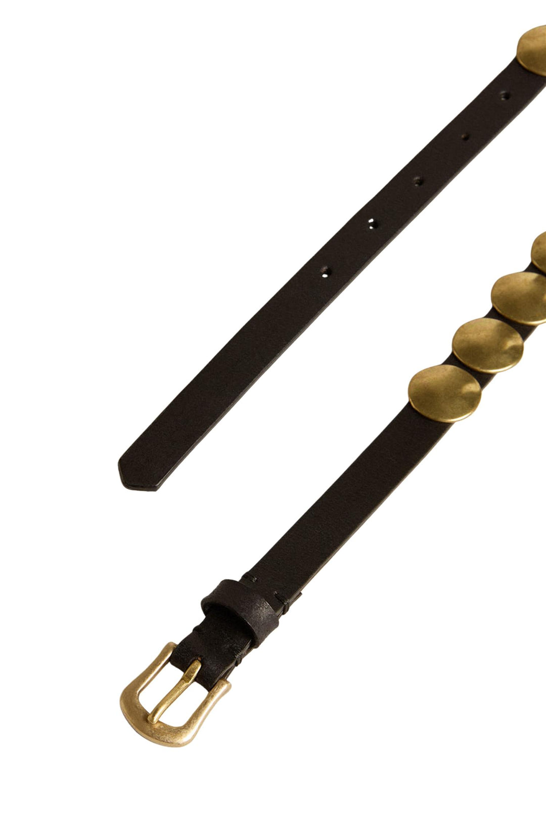 Trinidad Studded Washed Leather Belt Black