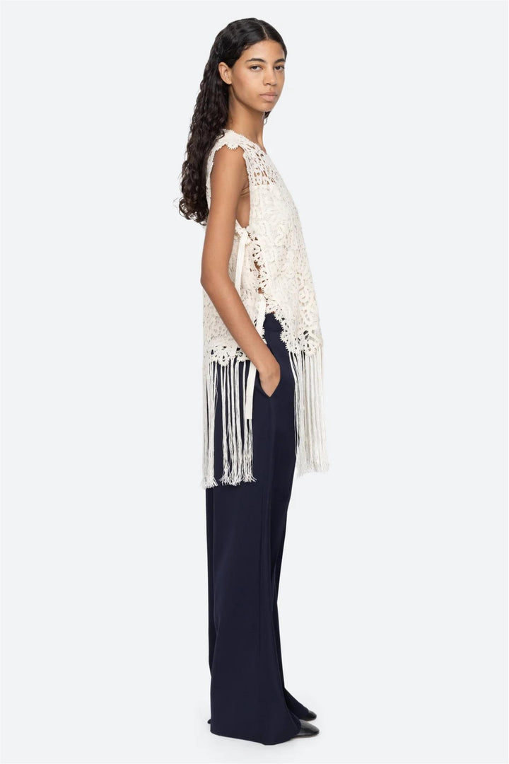 Alina Lace Fringe Top Cream