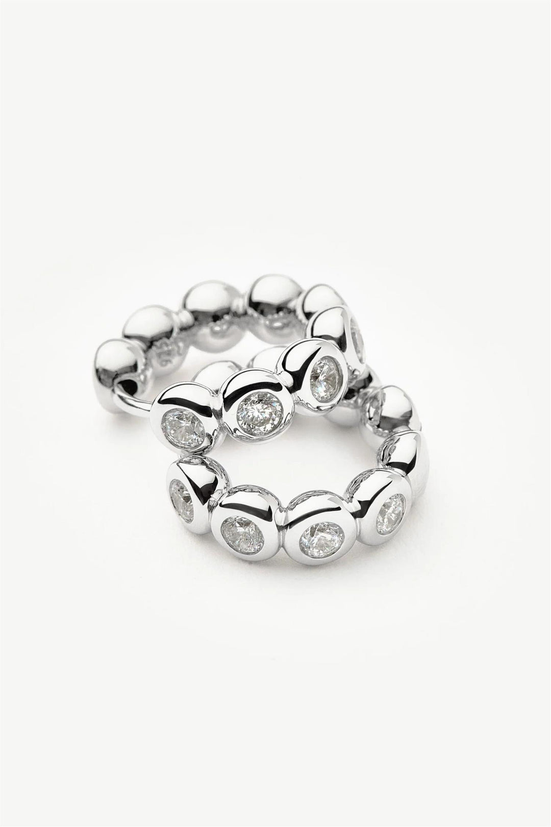 Tennis Small Hoop Earrings Silver