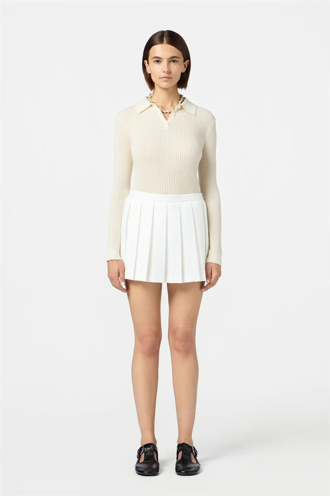 Longsleeve Shrunken Cashmere Polo Cream