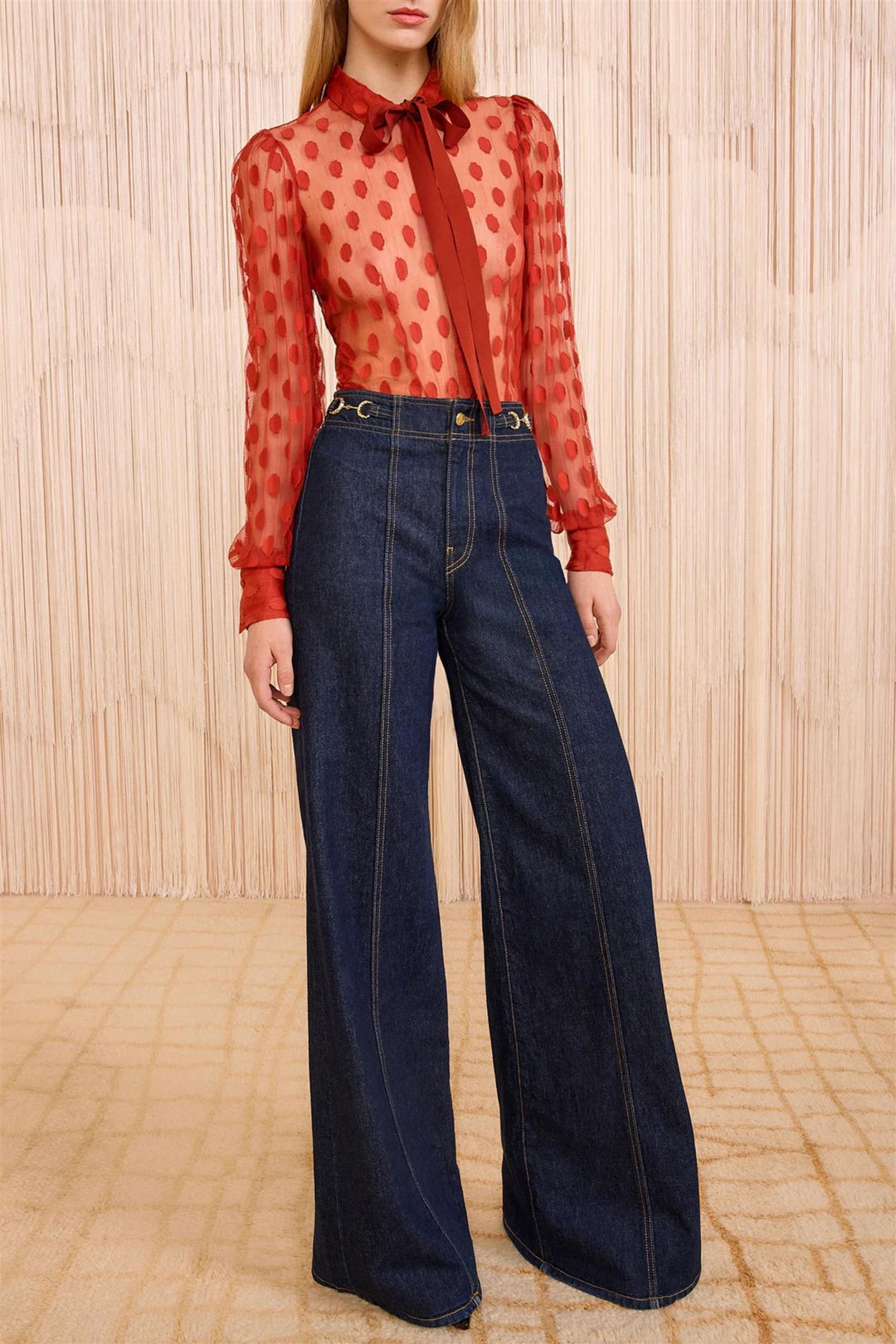 Soraya Lace Neck-Tie Blouse Ruby