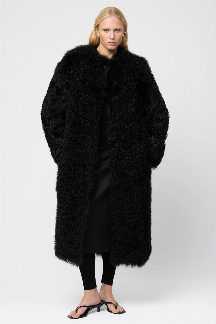 Bergamo Shearling Coat Jet Black