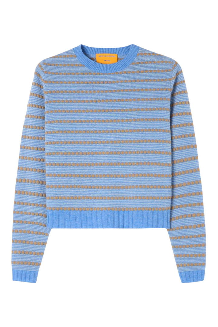 Pebble Stripe Shrunken Crew Delft Blue Combo