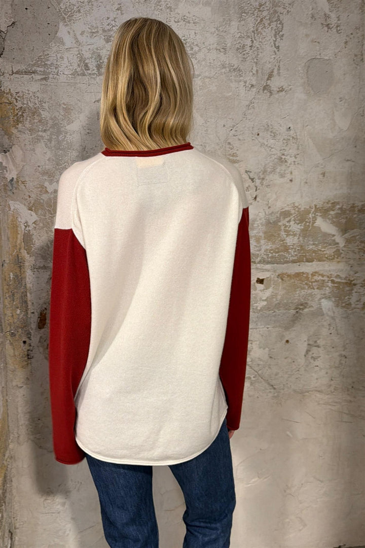 Baseball Oversized Crew Cream/Carmine