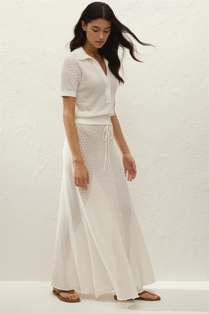 Lenna Skirt Pointelle Lace Vintage White