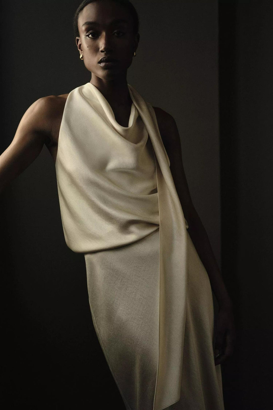 Fluid Satin Scarf Top Bona