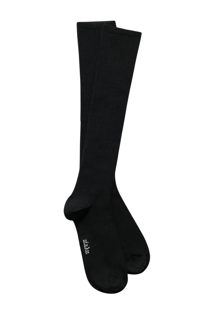 Wool Knee Socks Black