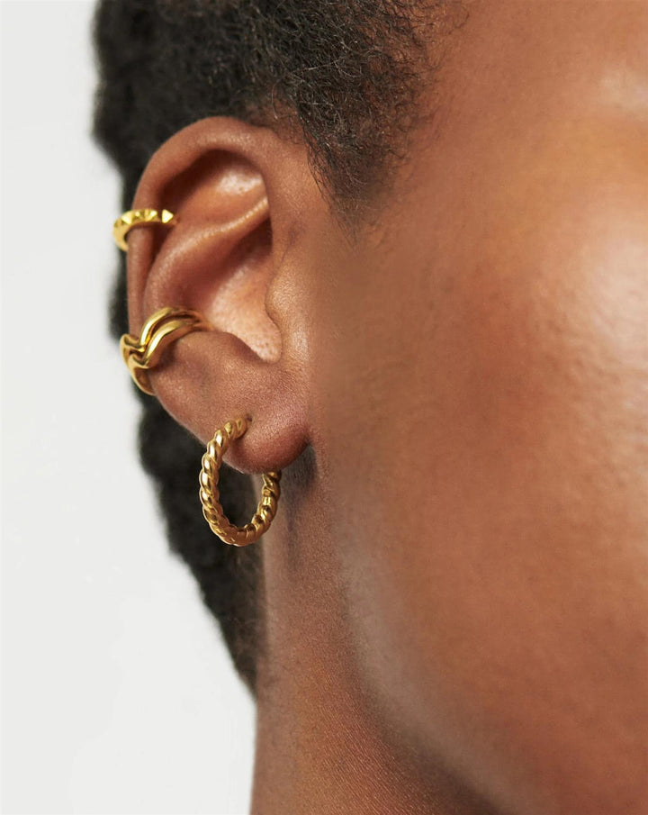 Twisted Helical Small Hoop Earring Gold