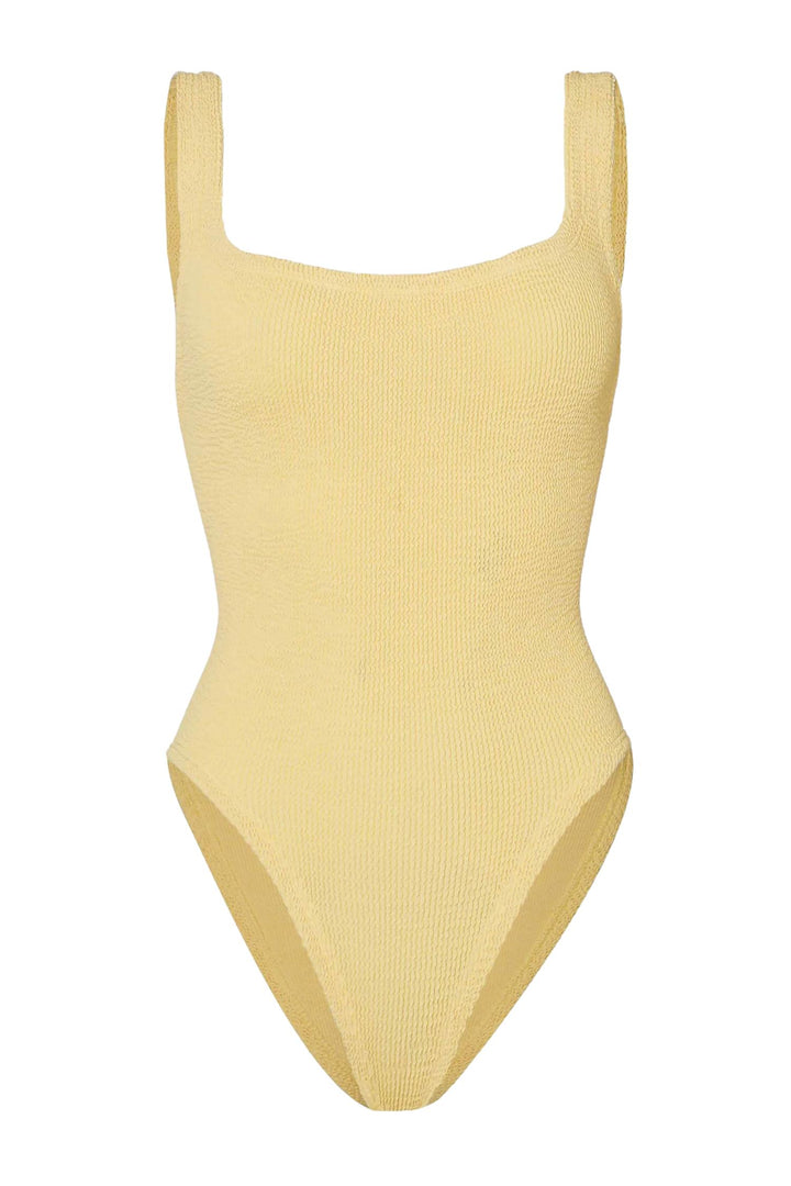 Square Neck Crinkle Swimsuit Butter Yellow