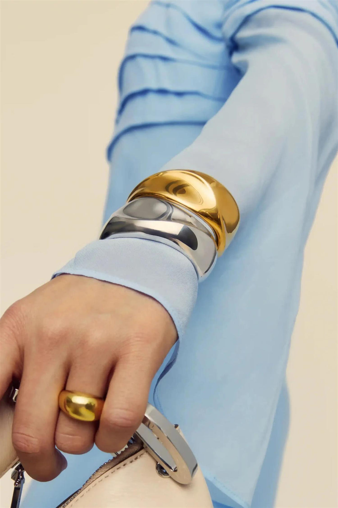 Sculptural Ridge Molten Cuff Bracelet Silver