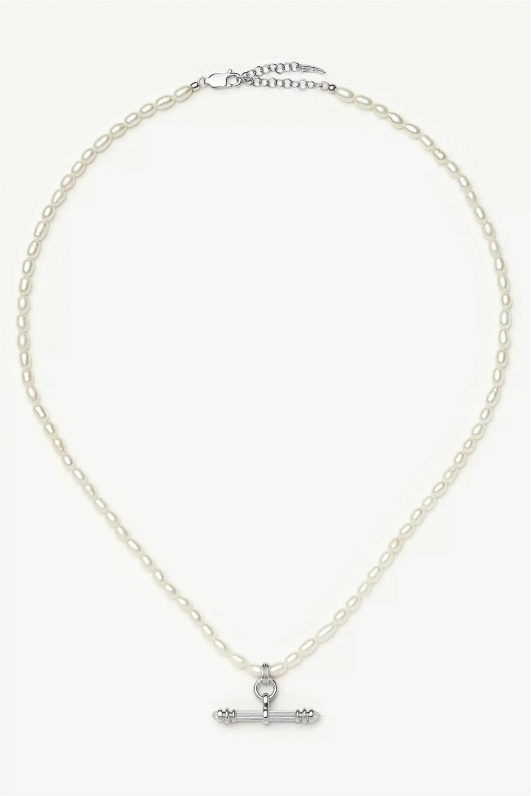 Harris Reed Pearl T-Bar Necklace Silver