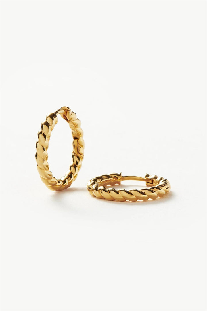 Twisted Helical Small Hoop Earring Gold