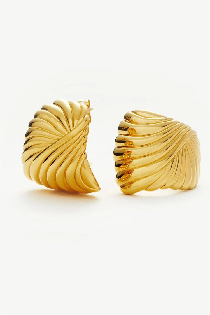 Ripple Oversized Stud Earring Gold