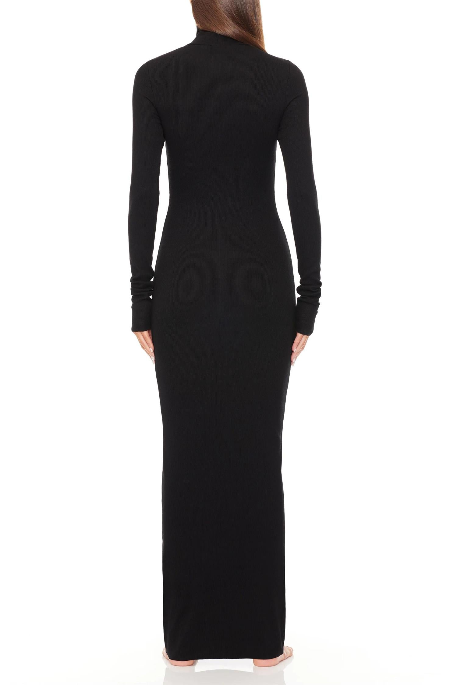 Long Sleeve Turtleneck Maxi Dress Black – DenDama