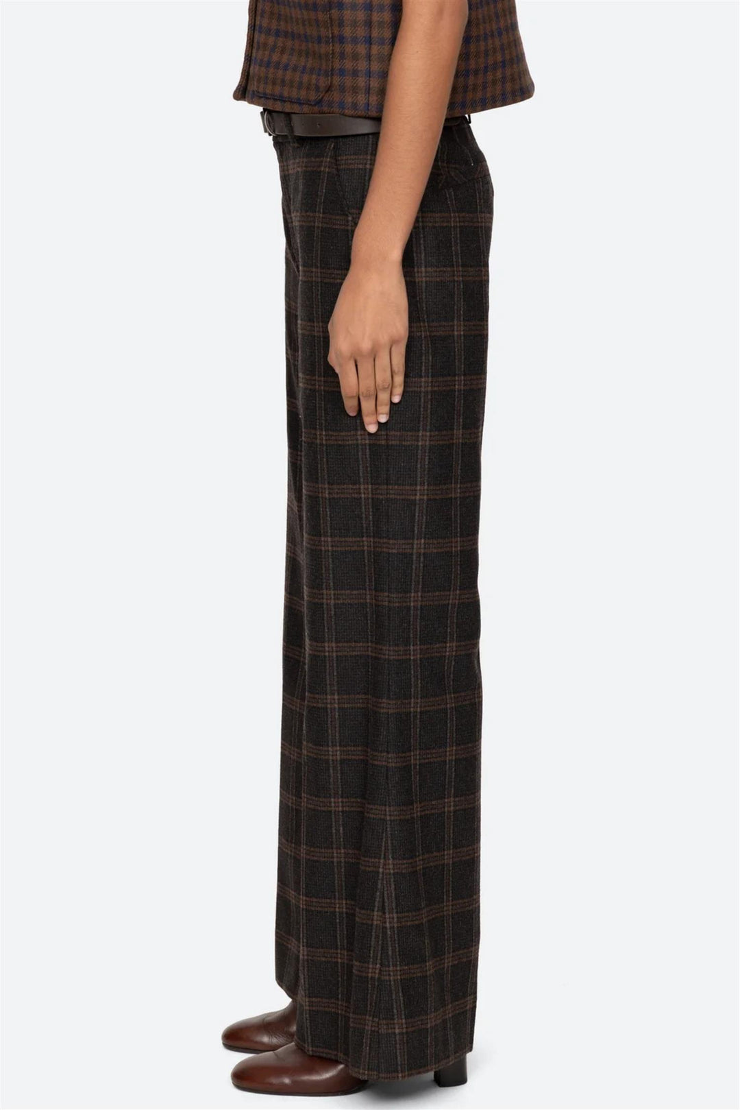 Monroe Wool Plaid Belted Pant