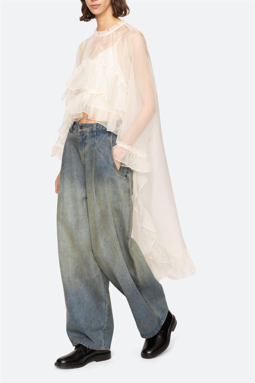 Cornelia Solid High Low Top Cream