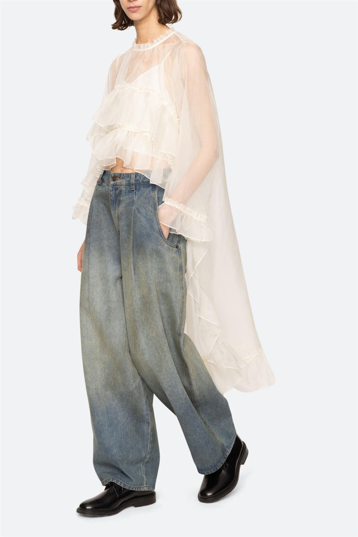 Cornelia Solid High Low Top Cream