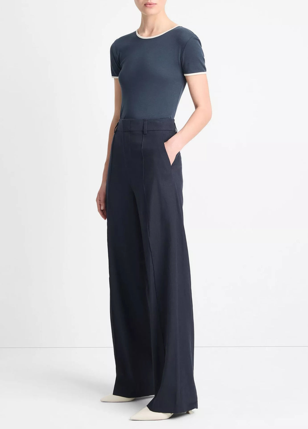 High-Waisted Pintuck Wide-Leg Pant Marina