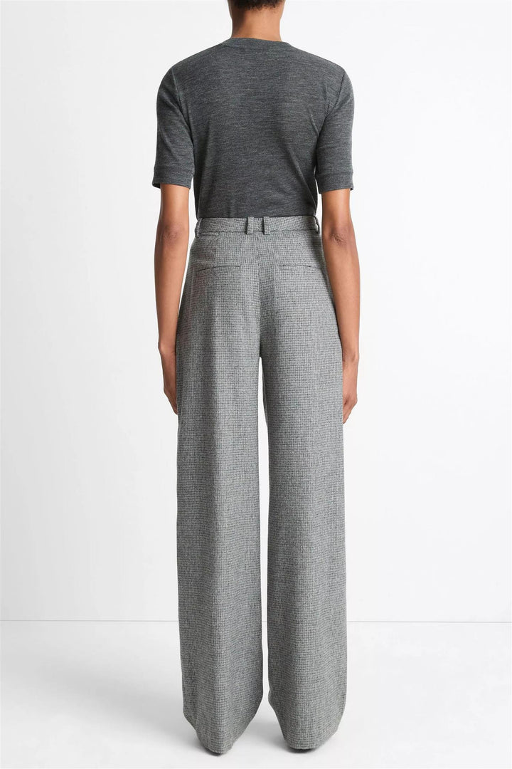 High Waist Roma Check Trouser Dark Grey Check