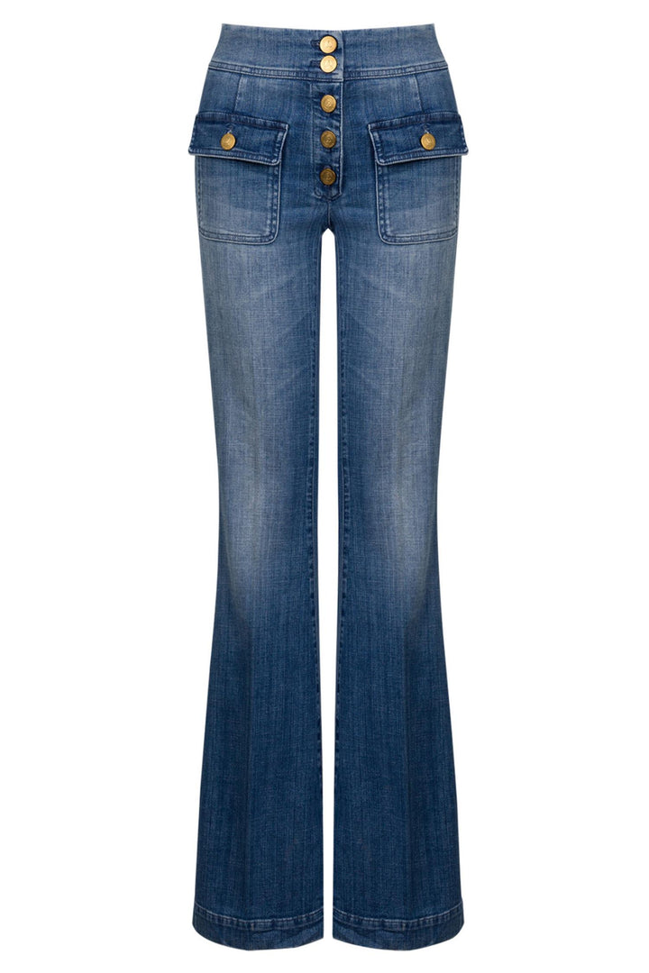 Anais Pocket Flared Classic Blue Denim
