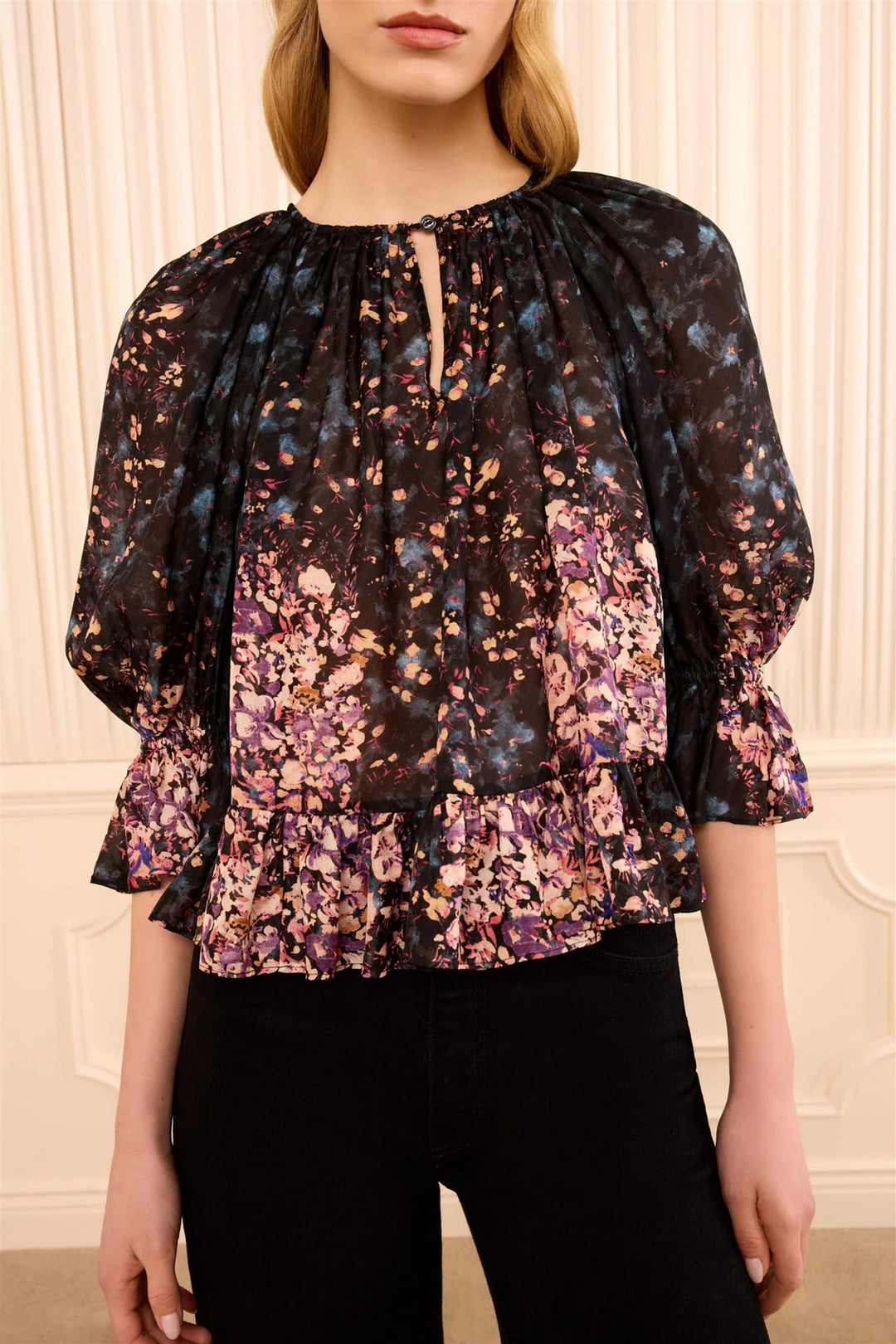 Elise Short Sleee Silk Blouse Eclipe