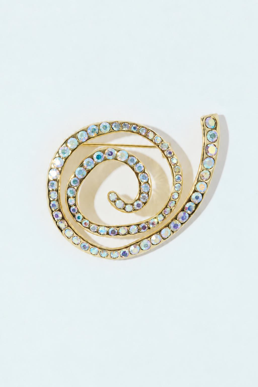 Diamond Dahlia Brooch Gold