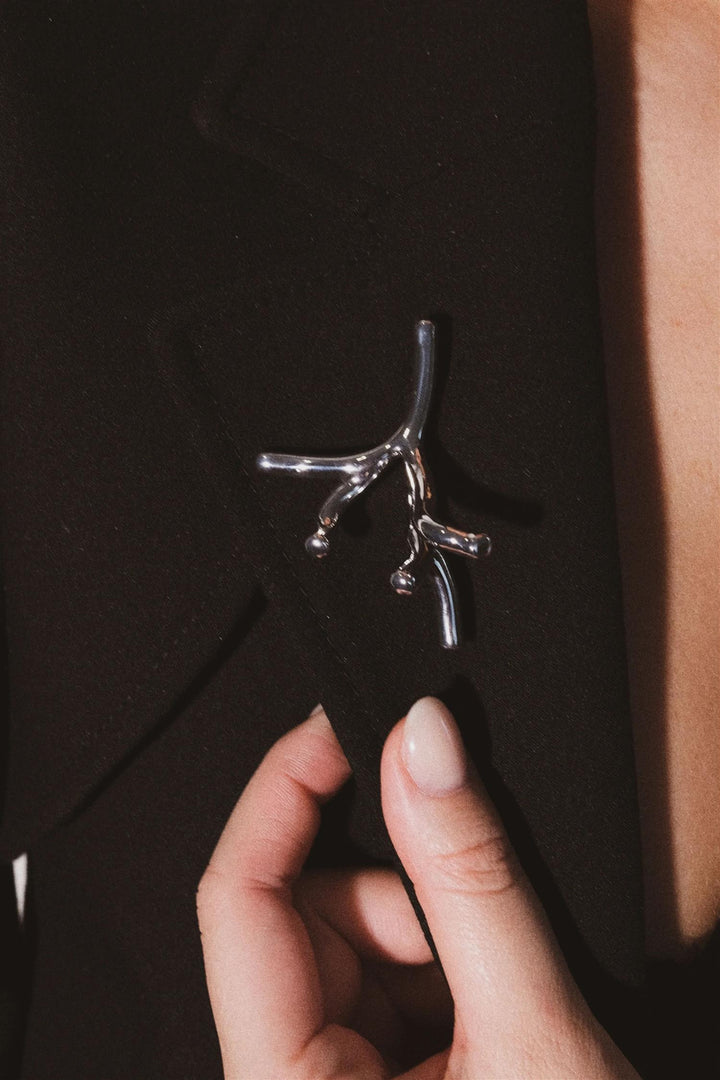 Coral Brooch Silver