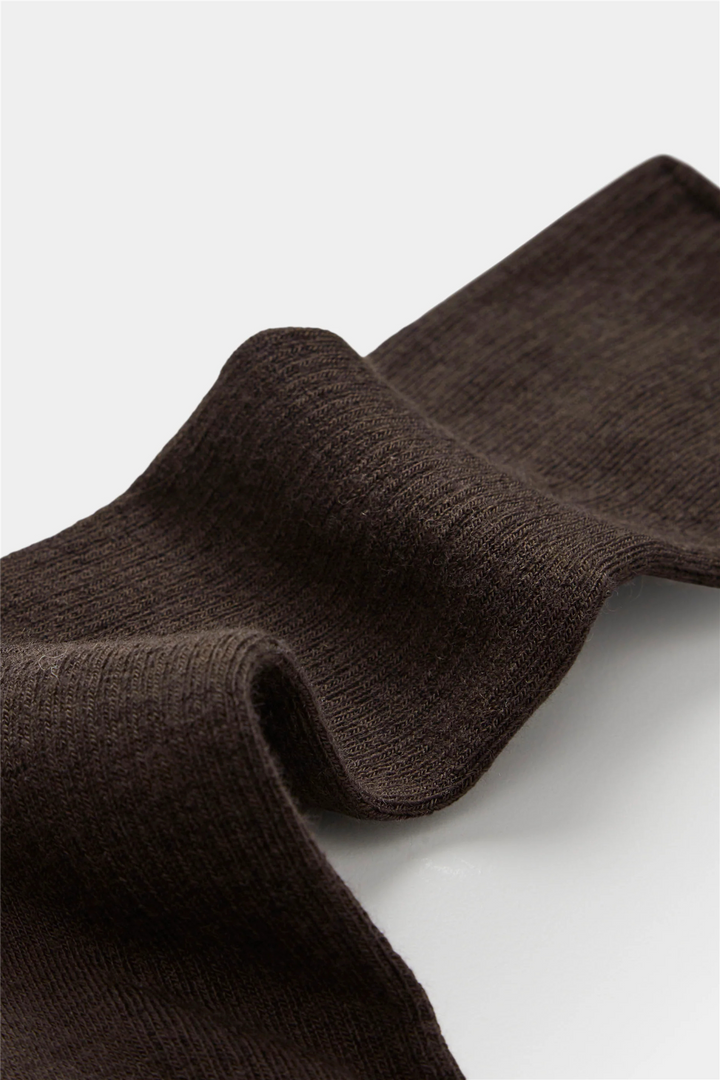 Wool Rib Socks Brown