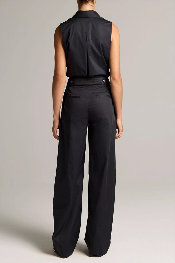 Cotton High-Rise Elastic-Waist Trouser Ink