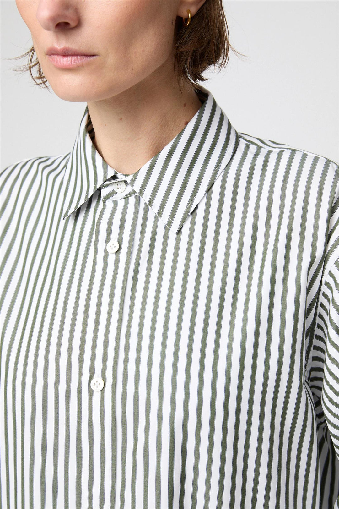 Coastal Shirt Olive and White Stripe