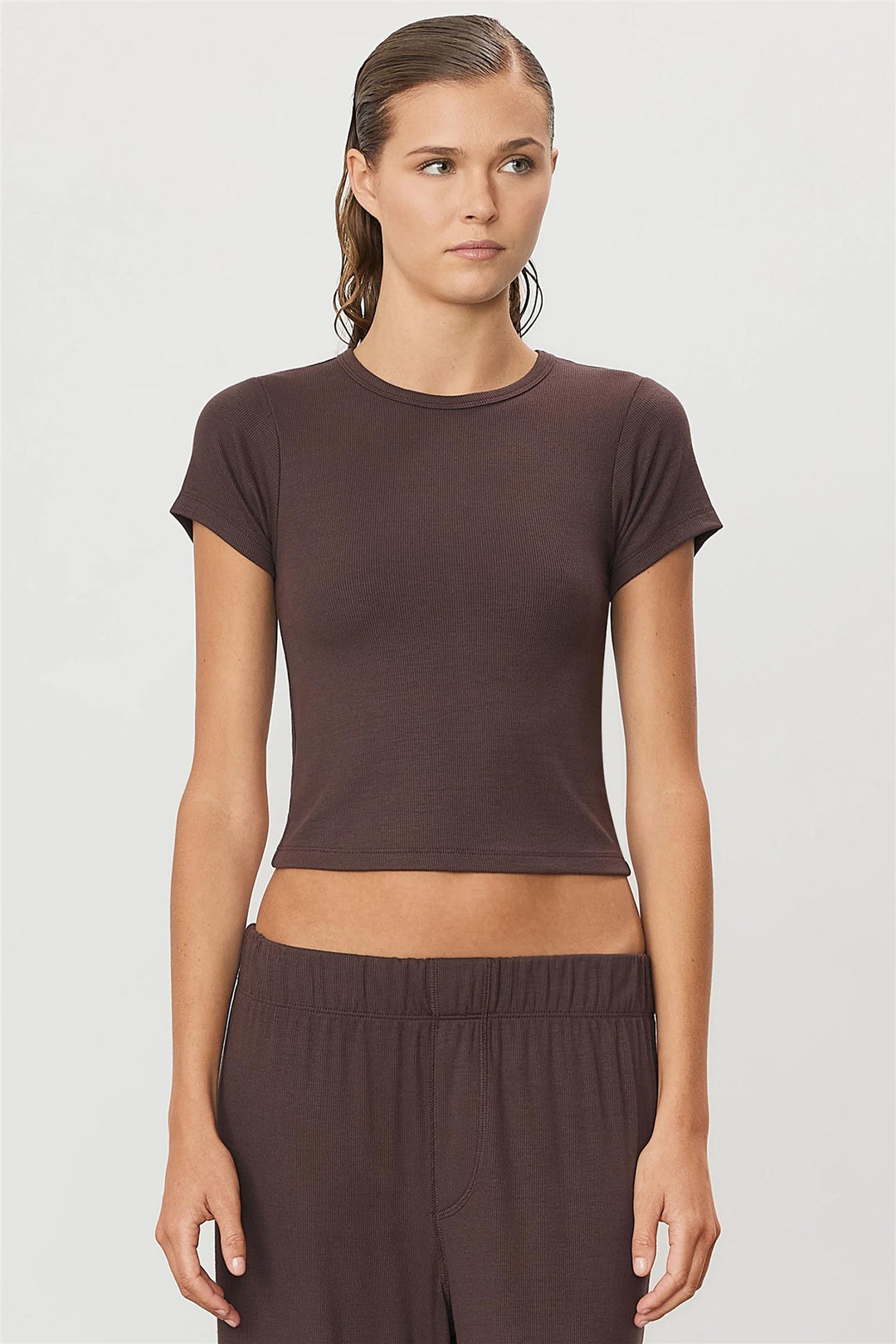 Butter Rib Short Sleeve Baby Tee Espresso