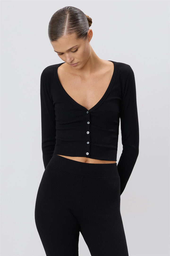 Cropped Cardigan Black