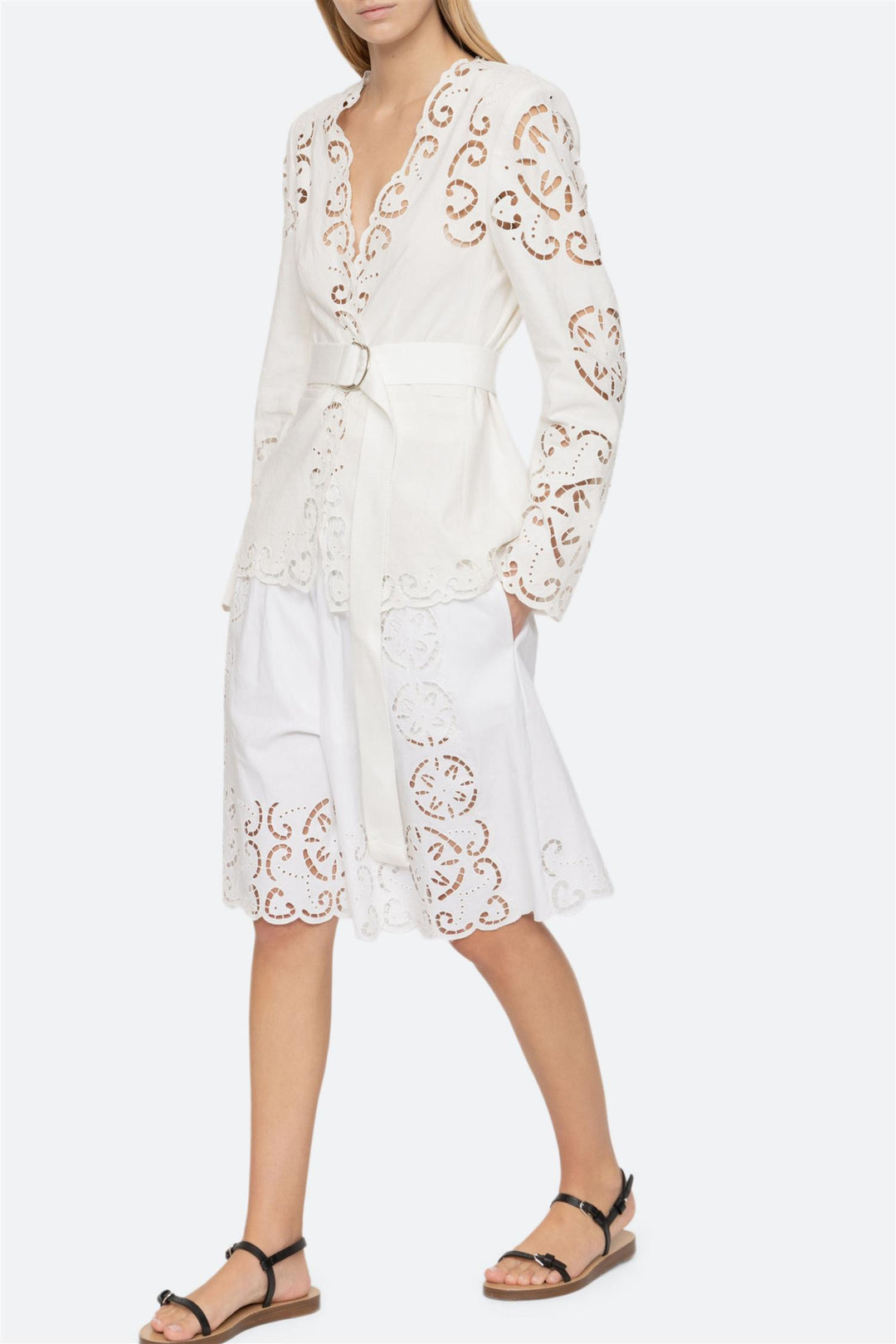 Dahlia Eyelet Blazer Pearl