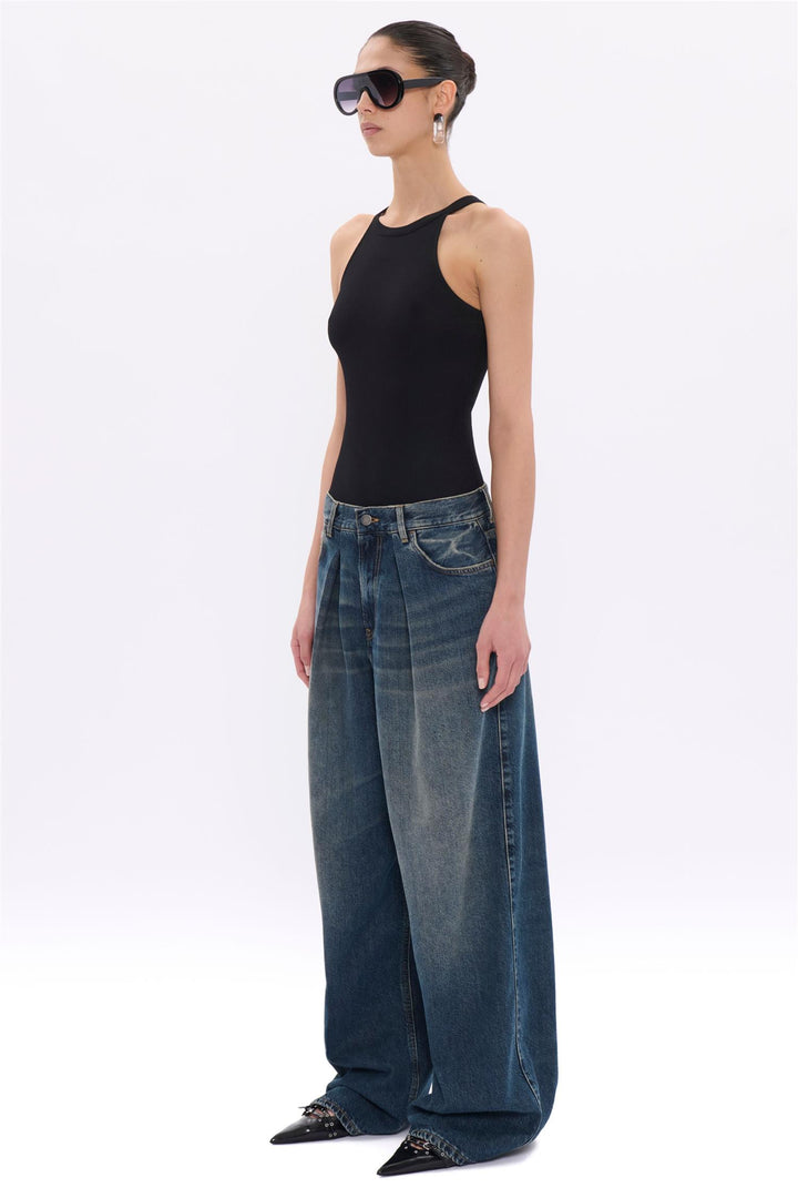 Candy Pleated Wide-Leg Jeans Intense Blue