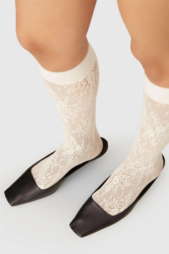 Rosa Lace Knee-Highs Ivory
