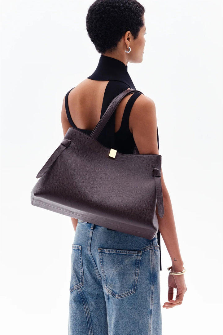Gyoza Tote Pebble Grain Leather Espresso