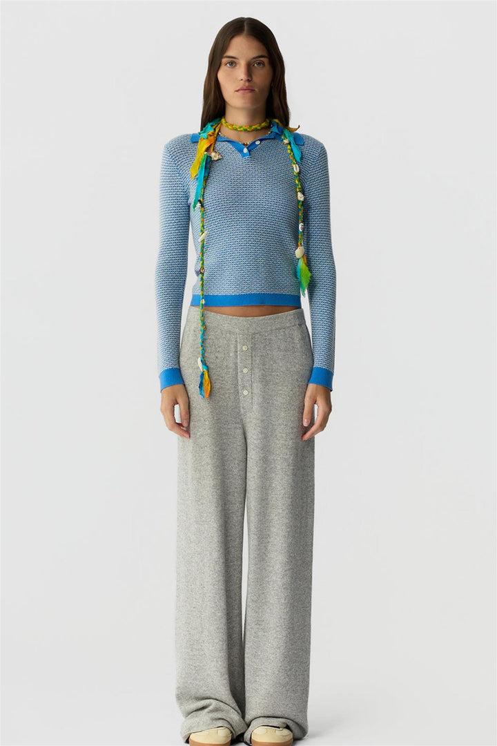 Piqué Long Sleeve Shrunken Polo Sail Combo