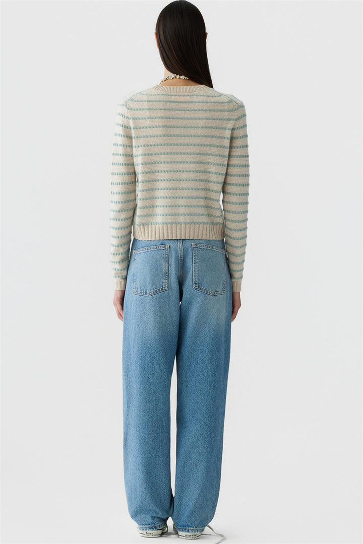 Pebble Stripe Shrunken Crew Sandstone Combo