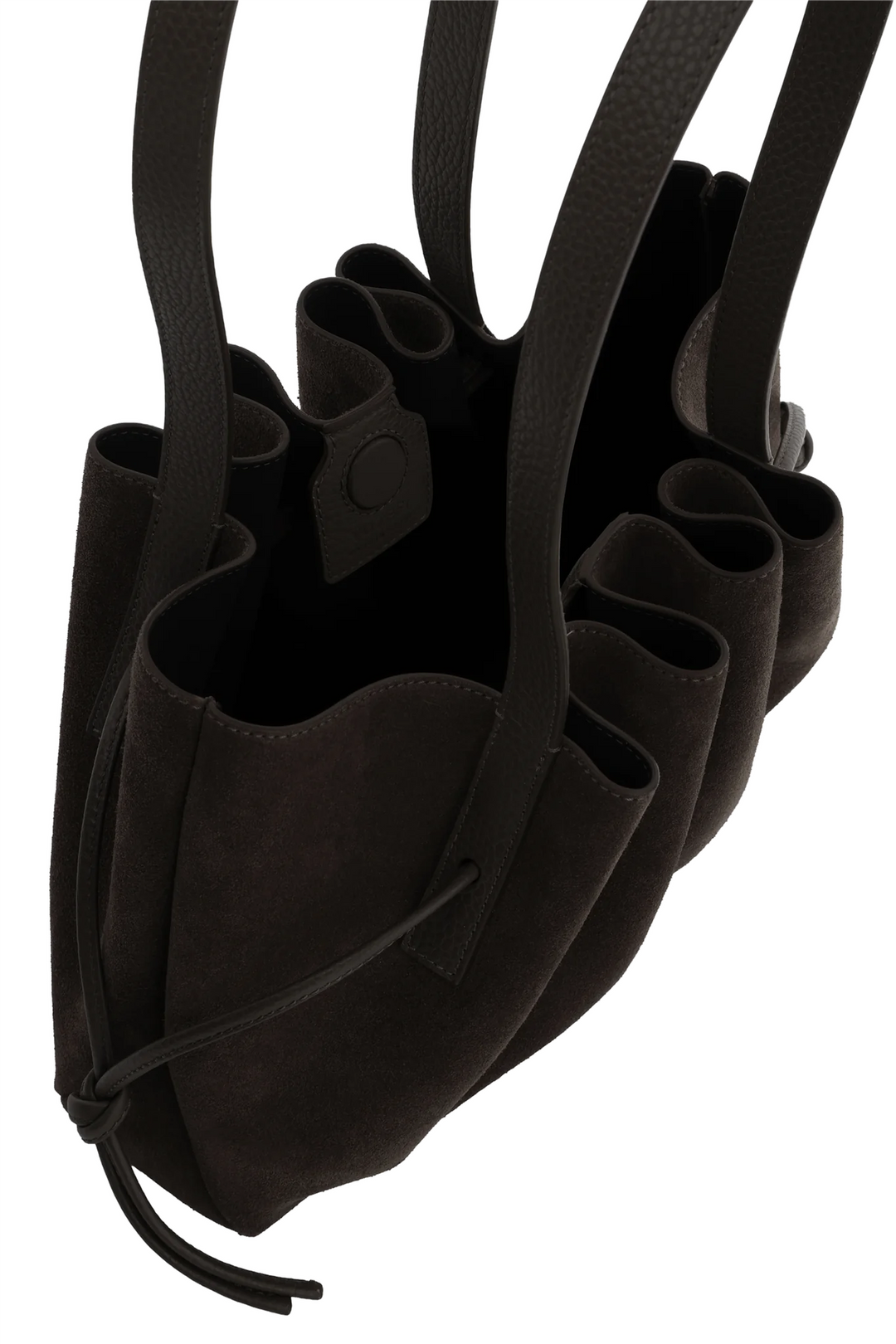 Scallop Shoulder Bag Suede Leather Ganache