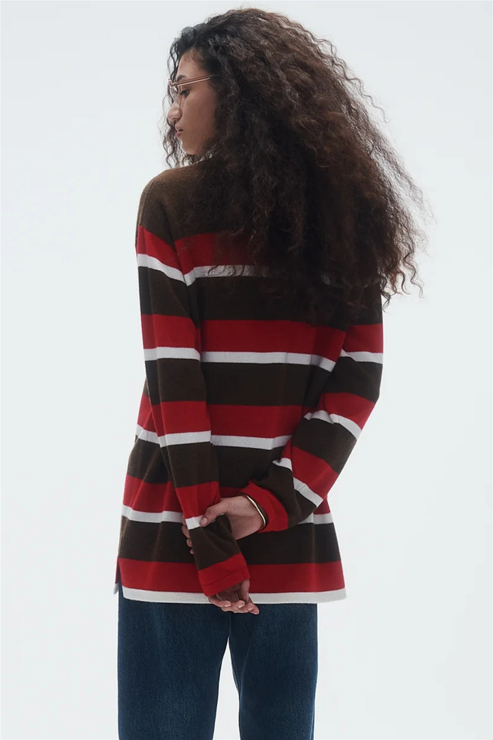 Striped Cashmere Rugby Chestnut/True Red Stripe