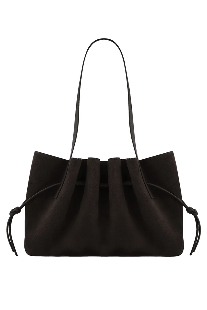 Scallop Shoulder Bag Suede Leather Ganache